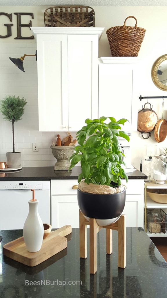 herb plant basket kitchen white farmhouse vintage copper