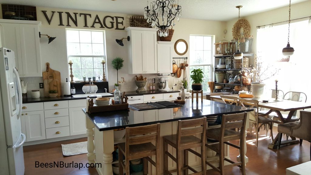 white industrial vintage farmhouse kitchen reveal one room challenge