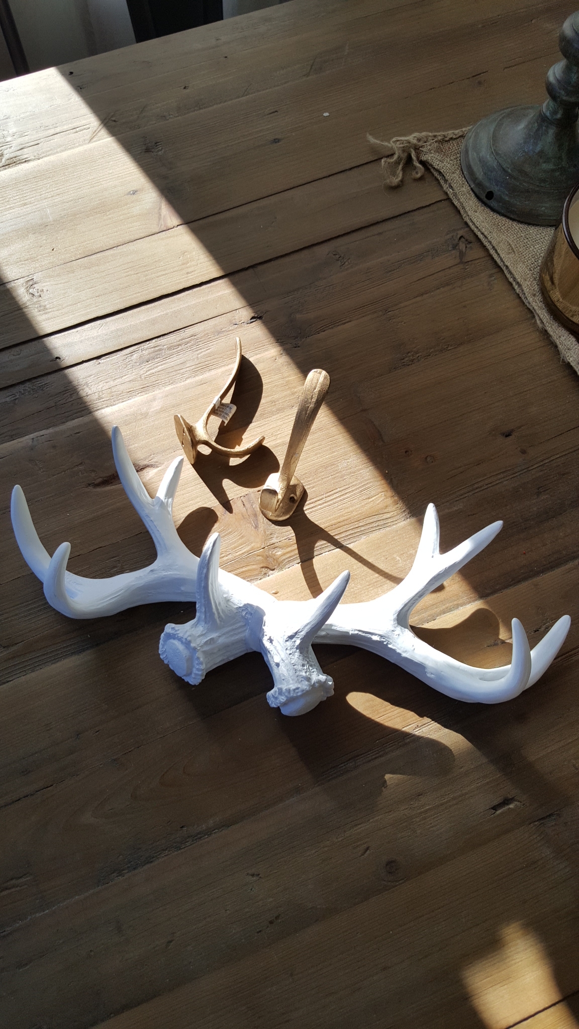 white antlers gold hooks
