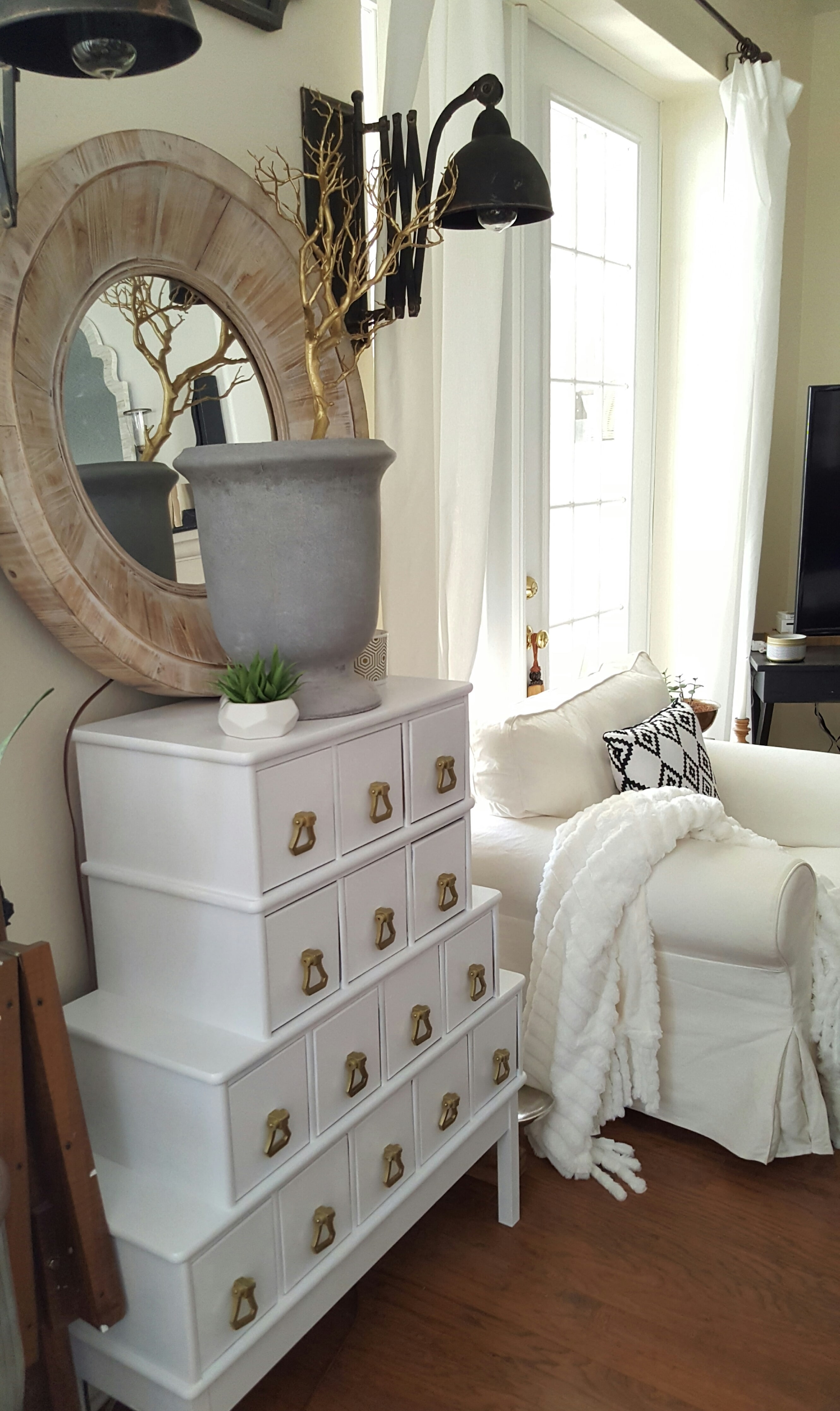 white gold cabinet makeover