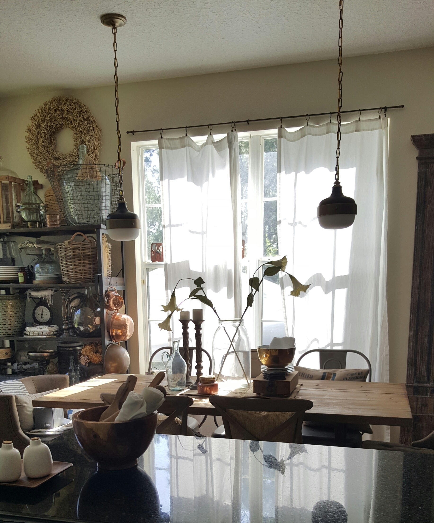 industrial vintage kitchen dining table wood glass white decor design