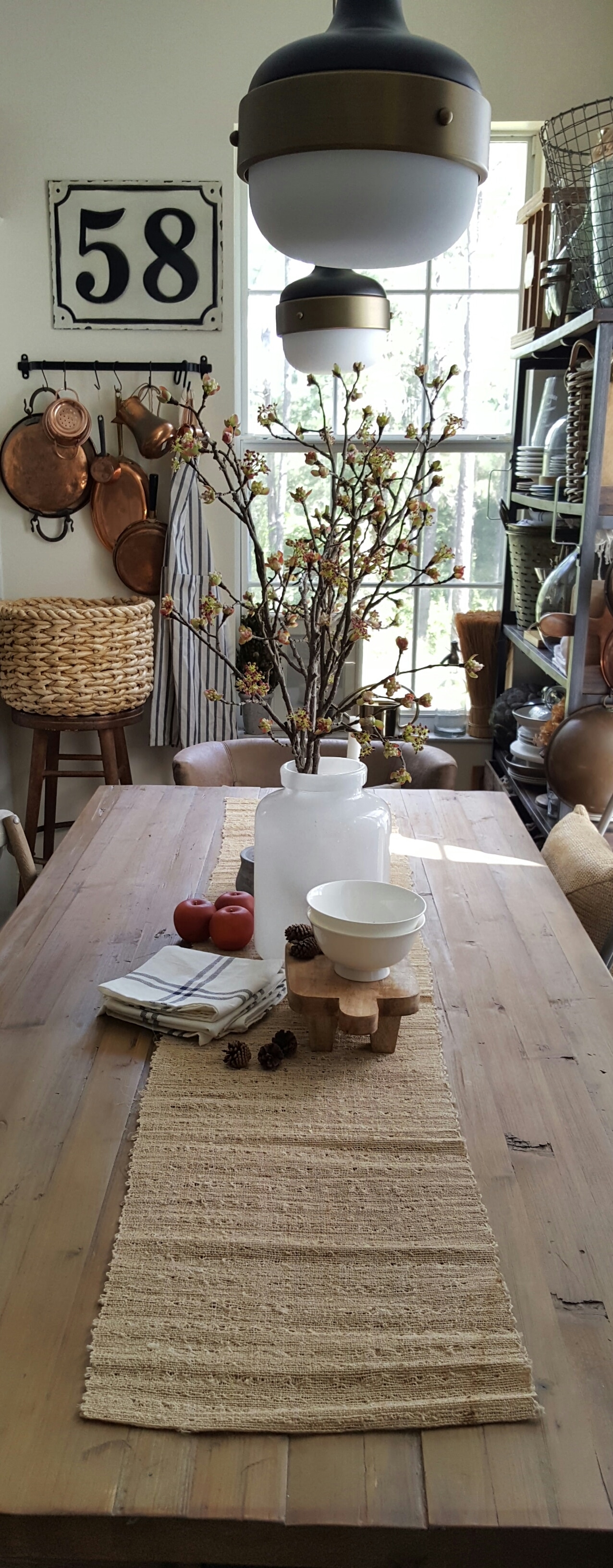 shop the house design challenge Fall Dining Table Decor apples and blossoms