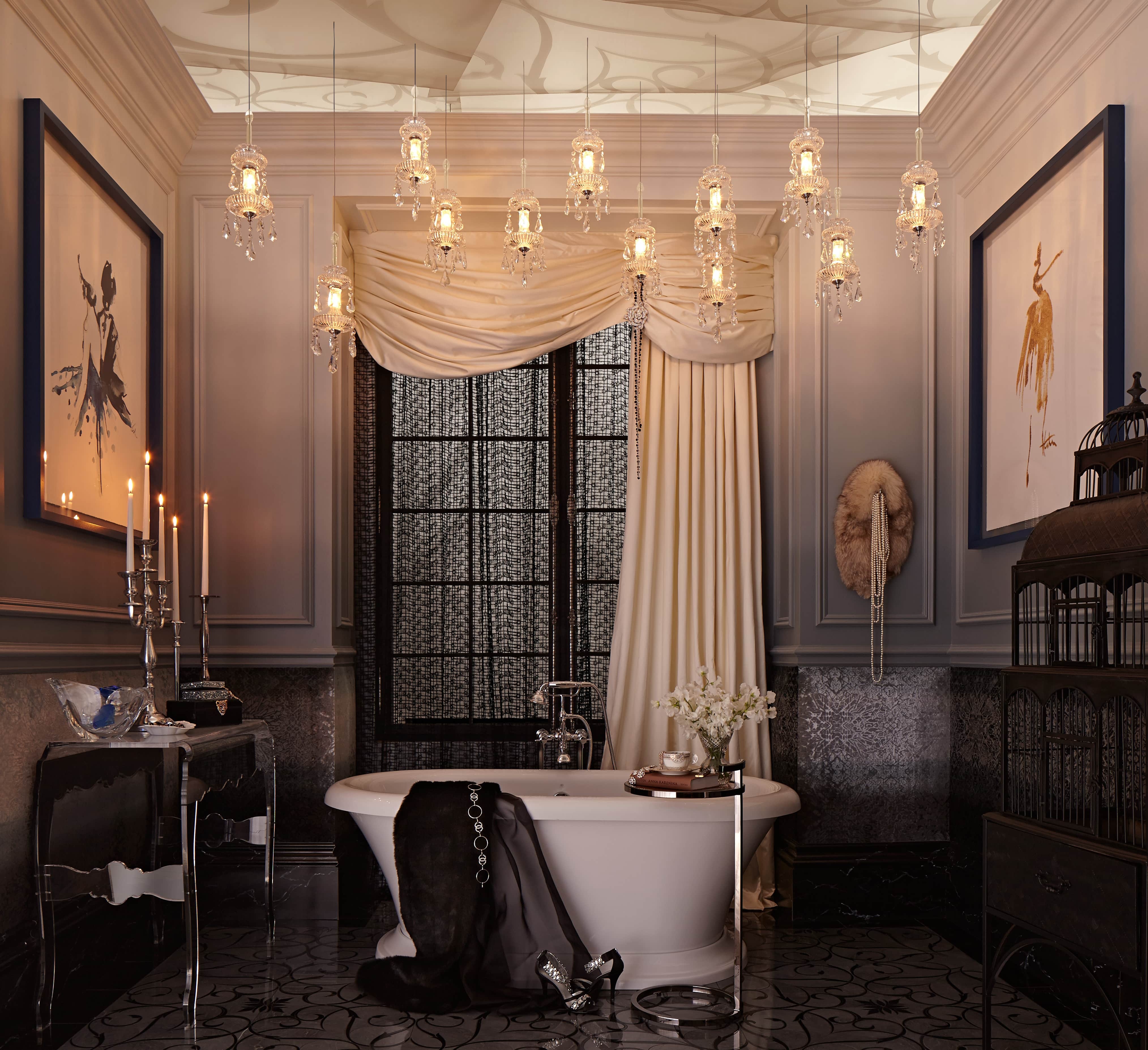 Glam Moody Interior Design Bathroom Glam Moulding Trim Ceiling details