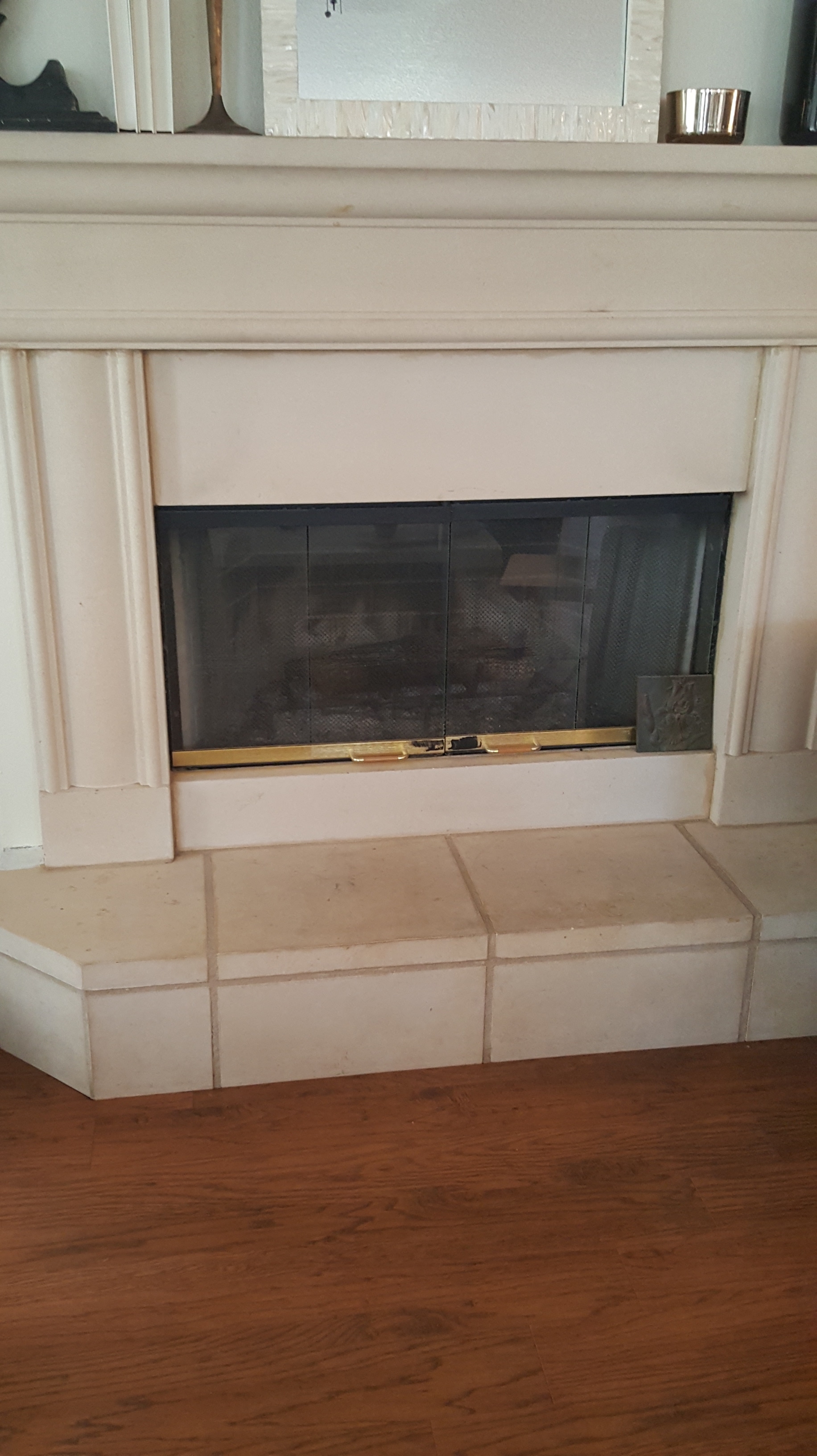 Fireplace Limestone Before Paint