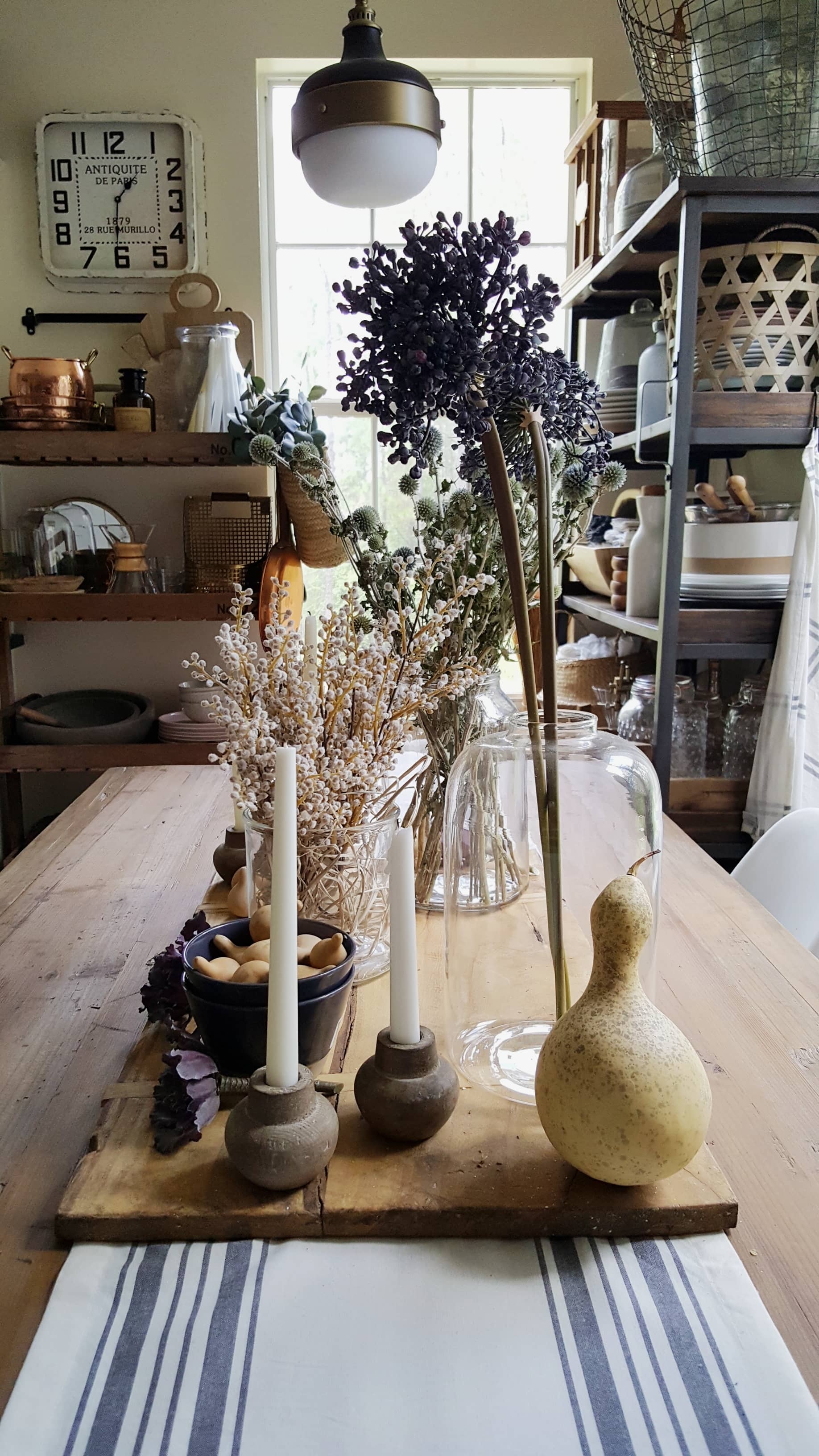 Faux Flowers Fall Winter Decor Tablescape Wood Naturals Flowers White Black Neutral Mantel Table Scape Winter Fall Afloral Florals Modern Farmhouse Vintage Design Interiors Scandinavian Ideas Inspiration Pinterest