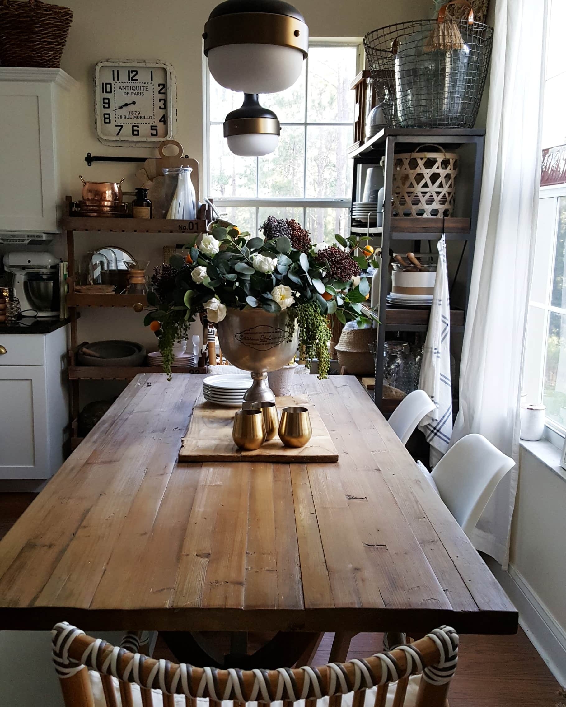 Faux Flowers Fall Winter Farmhouse Tablescape Decor Flowers White Black Neutral Mantel Table Scape Winter Fall Afloral Florals Modern Farmhouse Vintage Design Interiors Scandinavian Ideas Inspiration Pinterest