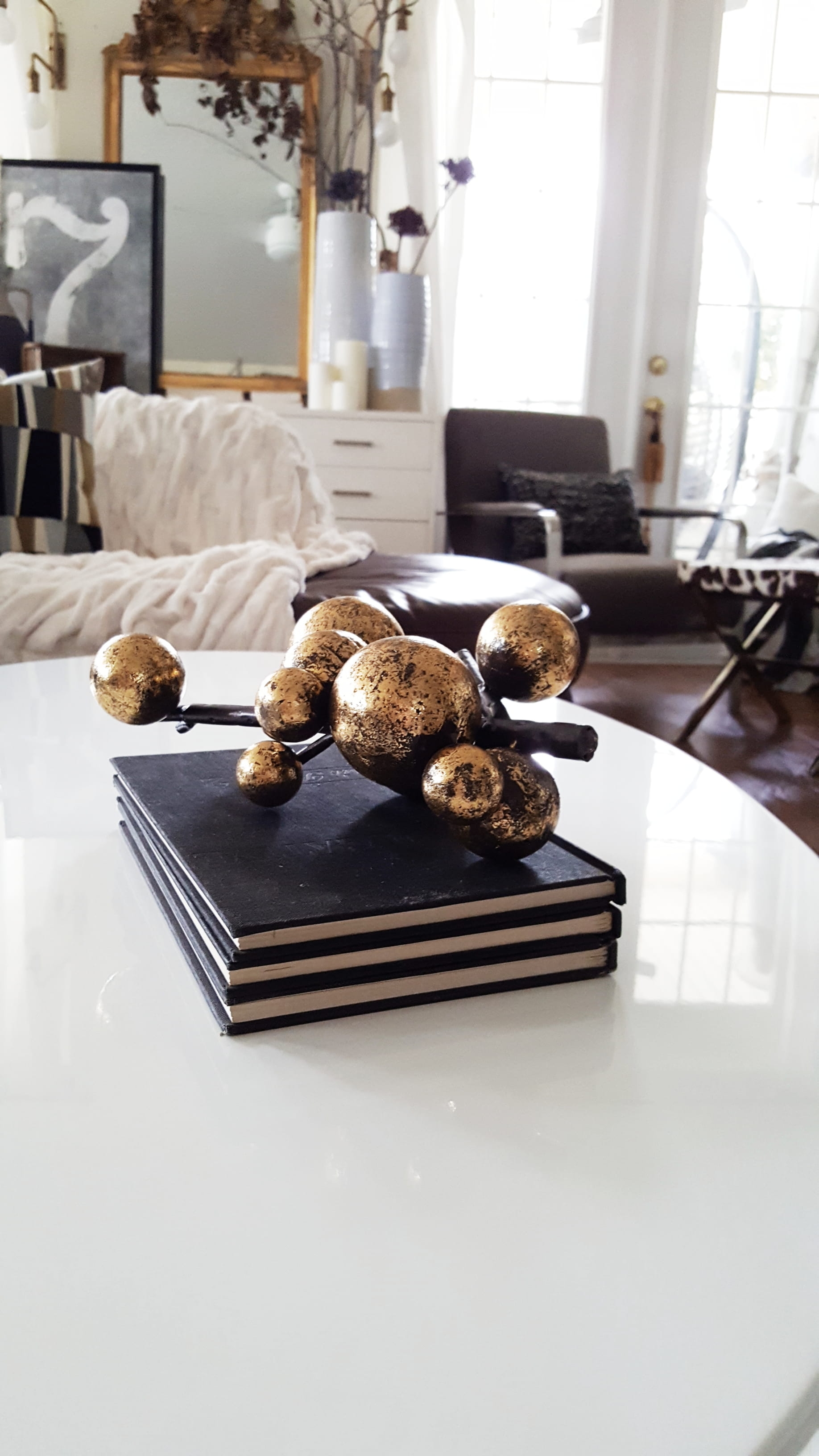 Mid Century Modern Eclectic Vintage Industrial decor design inspiration living room makeover furniture home decorating bed bath & beyond black and white decor minimal design metal vase flowers