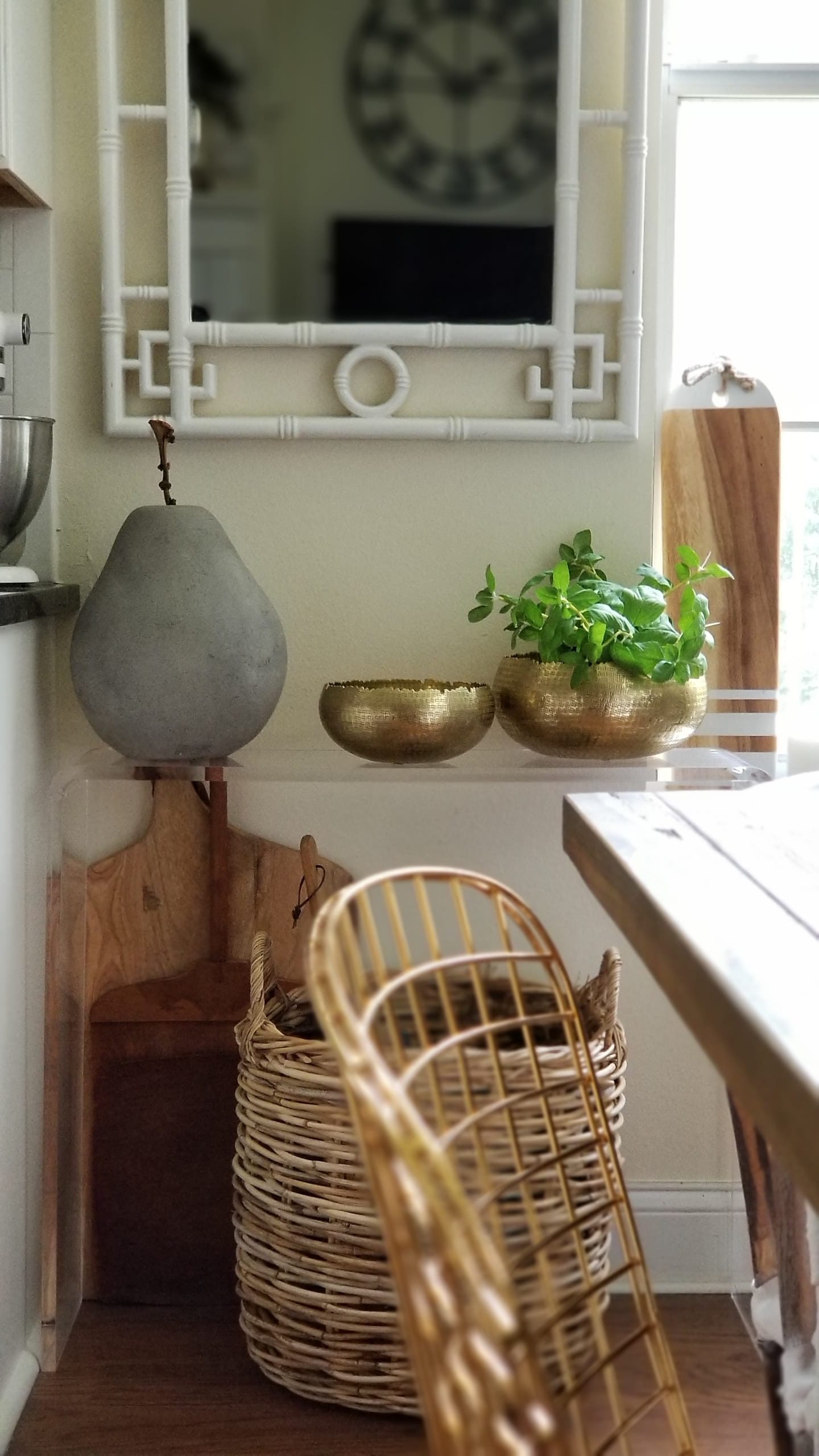  Rustic Modern European French Farmhouse Copper White Black Decor Design Home Interior Inspiration Kitchen Dining Room Farmhouse Table Open Shelving Baskets Pottery Rolling Cart At Home