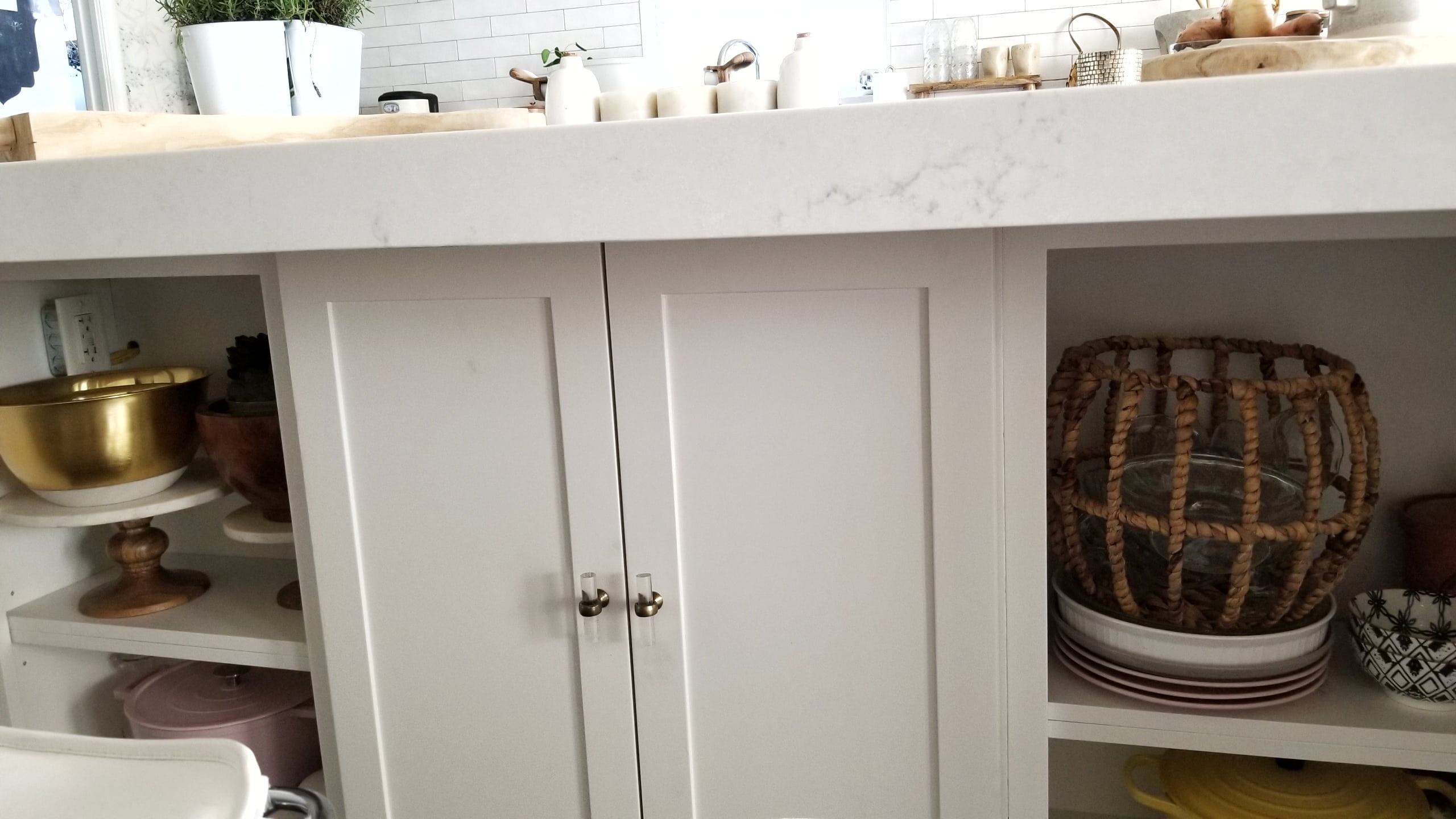 white kitchen organization storage tips and tricks makeover accessories cabinets fixerupper modern farmhouse industrial chic extra space storage diy open shelving kitchen island shelves coffee station 