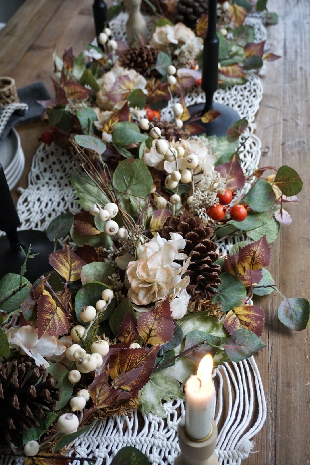 Fall decor autumn seasonal decorating harvest maple aspen trees living room kitchen dining table farmhouse modern eclectic scandinavian style boho cozy trees garland pinecones wreath porch decor balsam hill faux florals design ideas modern farmhouse hygge home minimalist 